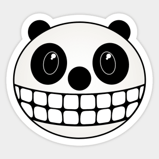 Grinning Cartoon Panda Bear Face Caricature Sticker